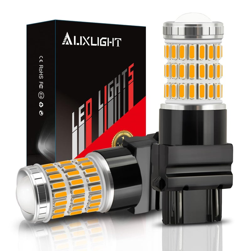 AUXLIGHT 3157 3057 3156 4157 3157K LED Bulbs Amber Yellow, Ultra Bright 60-SMD LED Replacement for Blinker Lights, Turn Signal/Parking or Running Lights, Brake/Tail Lights (Pack of 2) - Image 1